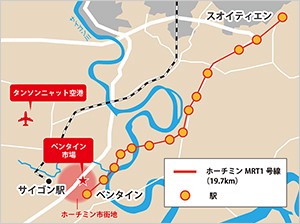 ホーチミンの地下鉄開通イメ―ジ地図