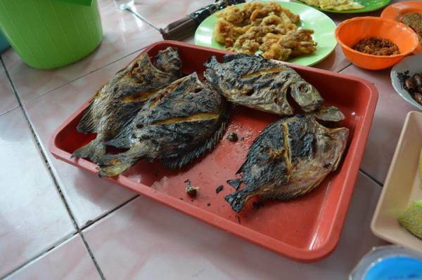 昼食はインドネシアの魚料理