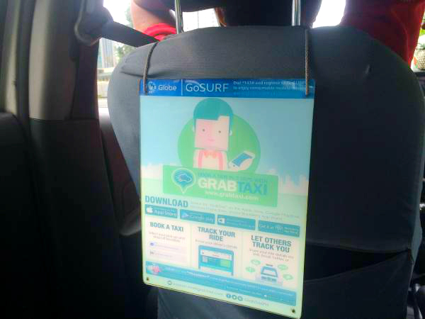 グラブタクシーの車内案内