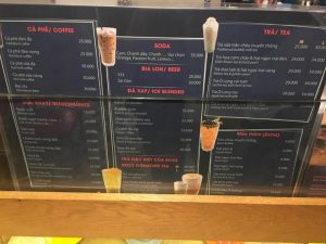 カフェ　ベトナム　ドリンクメニュー